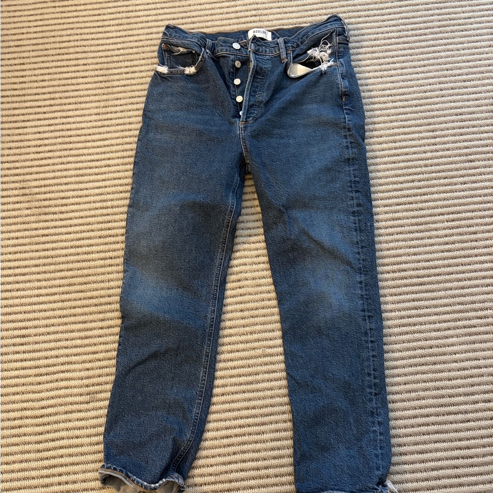 Agolde Button-Fly Dark Blue, Straight leg. Women’s Jeans